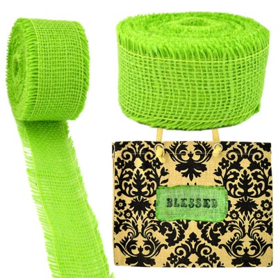 GE-12GRN - LIGHT GREEN BURLAP JUTE RIBBON - 10 Meters X 2"